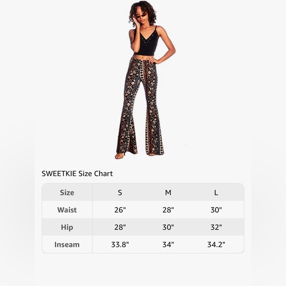 NWOT Boho Flare Pants, Elastic Waist, Wide Leg Pants for Women, Solid & Printed - Picture 3 of 3